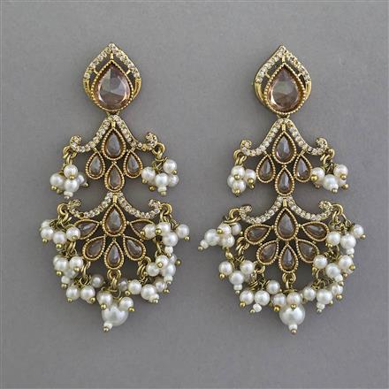 Indo Western Pearl Earring with Mehndi Plating