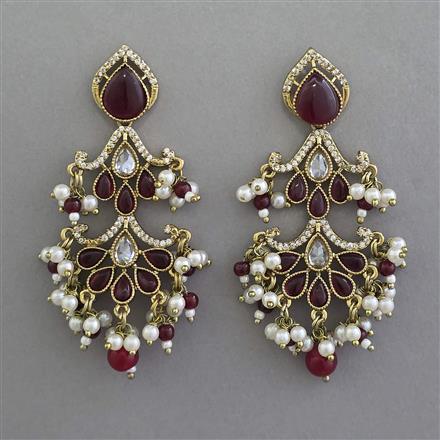 Indo Western Pearl Earring with Mehndi Plating