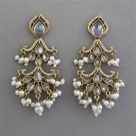 Indo Western Pearl Earring with Mehndi Plating