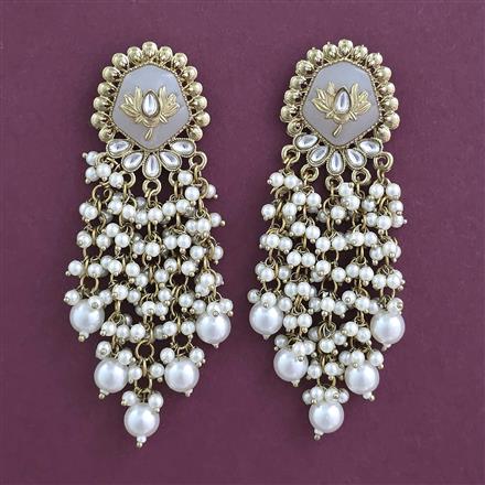 Indo Western Pearl Earring With Mehndi Plating