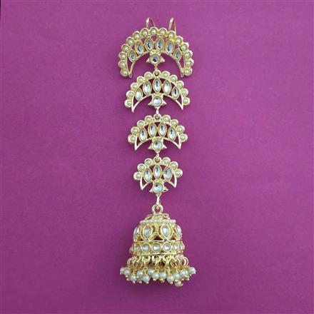 Indo Western Pearl Hair Brooch With Gold Plating
