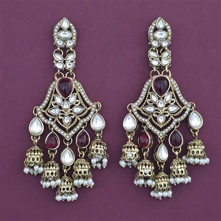 Indo Western Long Earring With Mehndi Plating