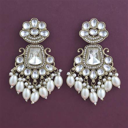 Indo Western Pearl Earring with Mehndi Plating