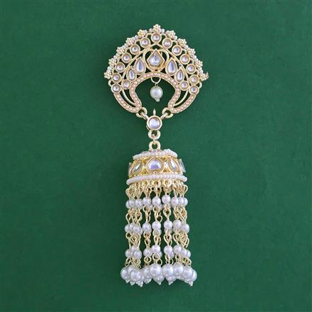 Indo Western Pearl Hair Brooch With Gold Plating
