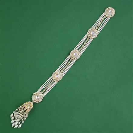 Indo Western Pearl Hair Brooch With Gold Plating