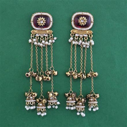 Indo Western Pearl Earring With Mehndi Plating