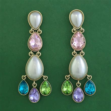 Indo Western Pearl Earring with Mehndi Plating