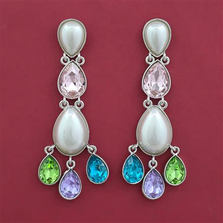 Indo Western Pearl Earring with Rhodium Plating