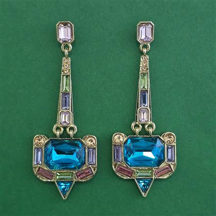 Indo Western Long Earring with Mehndi Plating