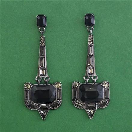 Indo Western Long Earring with Black Plating