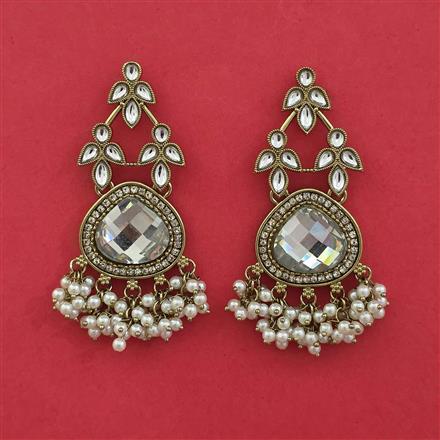 Indo Western Pearl Earring with Mehndi Plating