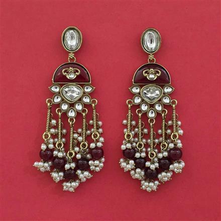 Indo Western Pearl Earring with Mehndi Plating