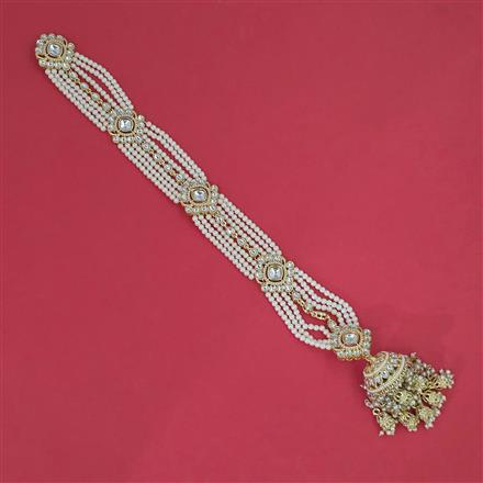 Indo Western Pearl Hair Brooch With Gold Plating
