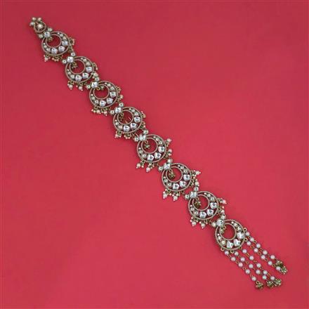 Indo Western Pearl Hair Brooch With Mehndi Plating