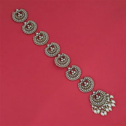 Indo Western Pearl Hair Brooch With Mehndi Plating