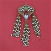 Indo Western Pearl Hair Brooch With Mehndi Plating