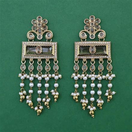 Indo Western Pearl Earring with Mehndi Plating