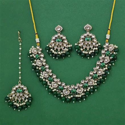 Indo Western Pearl Necklace with Mehndi Plating