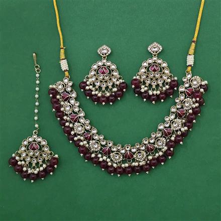 Indo Western Pearl Necklace with Mehndi Plating