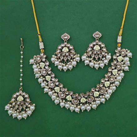 Indo Western Pearl Necklace with Mehndi Plating