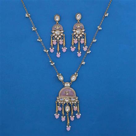 Indo Western Pearl Pendant Set with Mehndi Plating
