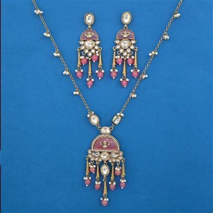 Indo Western Pearl Pendant Set with Mehndi Plating