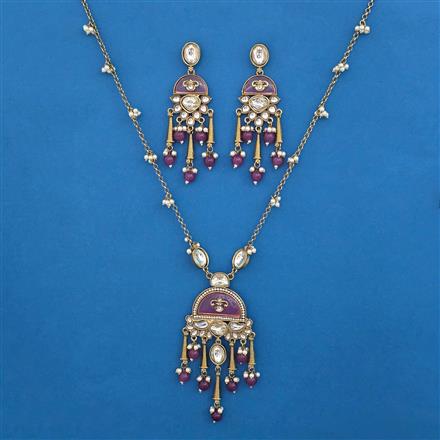 Indo Western Pearl Pendant Set with Mehndi Plating