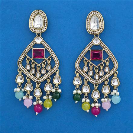 Indo Western Pearl Earring with Mehndi Plating