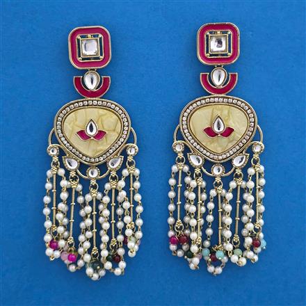 Indo Western Pearl Earring with Mehndi Plating