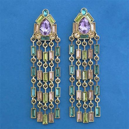 Indo Western Long Earring with Mehndi Plating