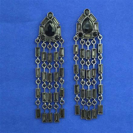 Indo Western Long Earring with Black Plating
