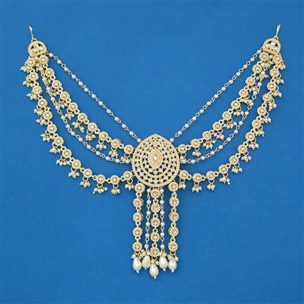 Indo Western Pearl Hair Brooch With Gold Plating