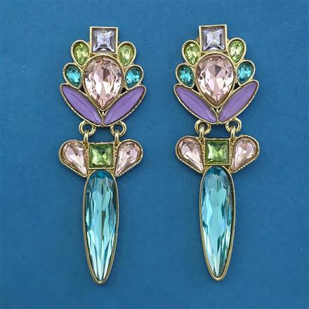 Indo Western Long Earring with Mehndi Plating