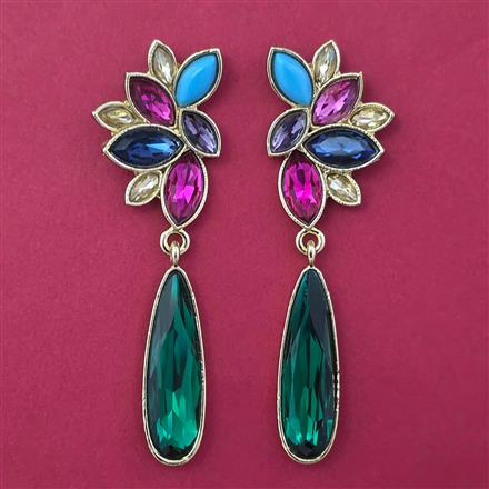 Indo Western Long Earring with Mehndi Plating