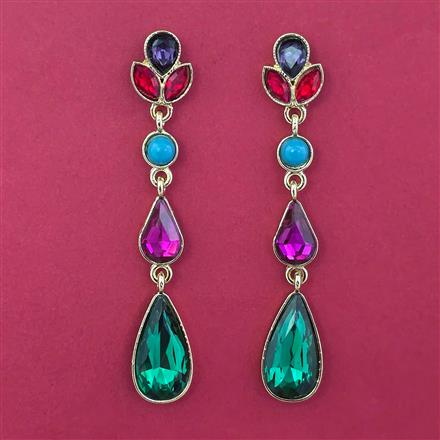Indo Western Long Earring with Mehndi Plating
