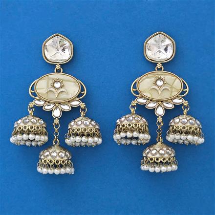 Indo Western Mother Of Pearl Earring with Mehndi Plating