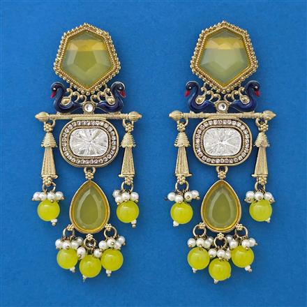 Indo Western Birds Earring with Mehndi Plating