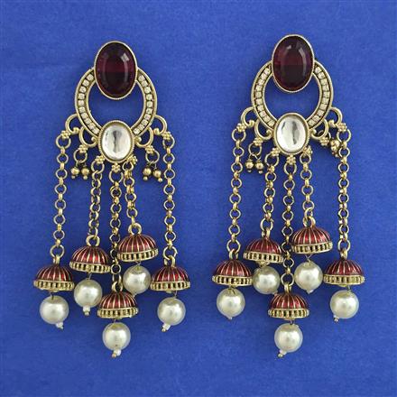 Indo Western Pearl Earring with Mehndi Plating