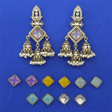 Indo Western Changeable Earring with Mehndi Plating