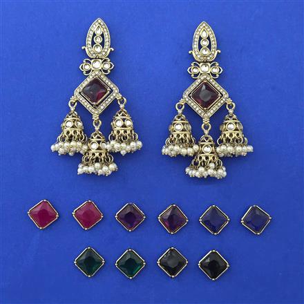 Indo Western Changeable Earring with Mehndi Plating