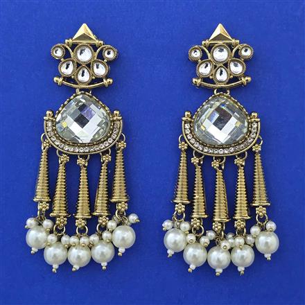 Indo Western Pearl Earring with Mehndi Plating