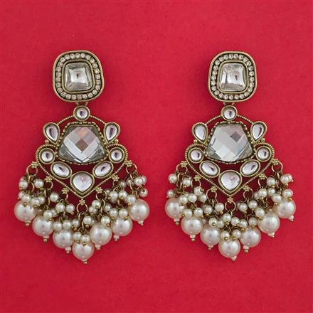 Indo Western Pearl Earring with Mehndi Plating