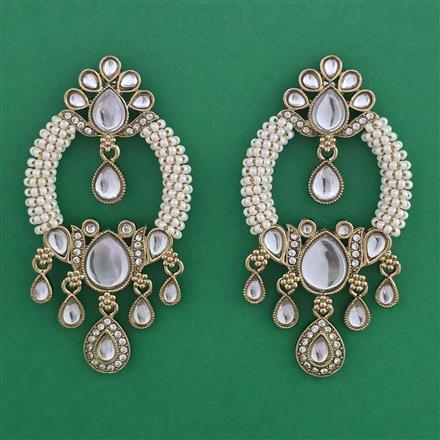 Indo Western Pearl Earring with Mehndi Plating