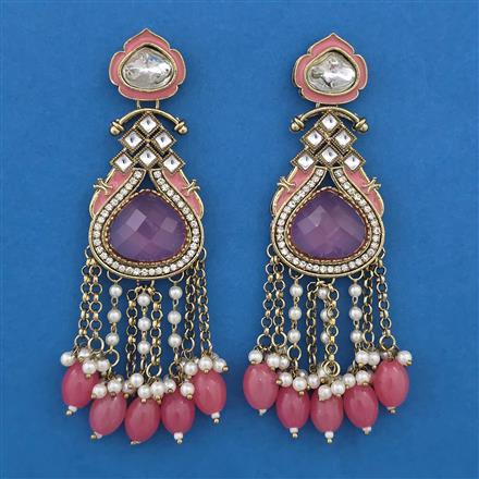 Indo Western Meenakari Earring with Mehndi Plating