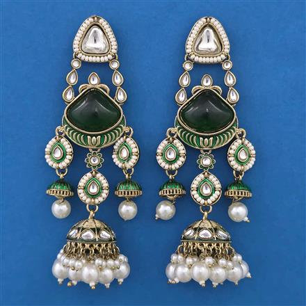 Indo Western Long Earring with Mehndi Plating