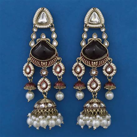 Indo Western Long Earring with Mehndi Plating