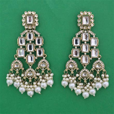 Indo Western Pearl Earring with Mehndi Plating