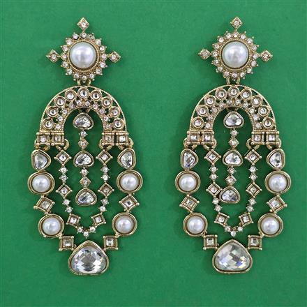 Indo Western Pearl Earring with Mehndi Plating