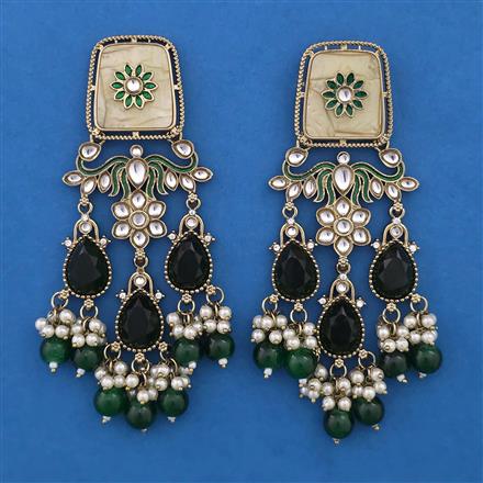 Indo Western Mother Of Pearl Earring with Mehndi Plating