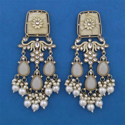 Indo Western Mother Of Pearl Earring with Mehndi Plating